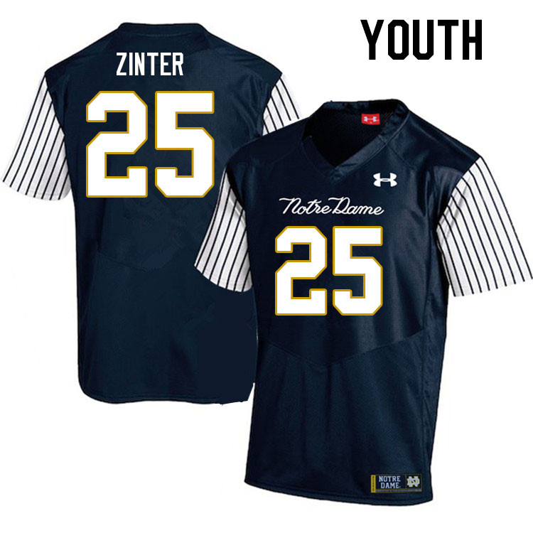 Youth #25 Preston Zinter Notre Dame Fighting Irish College Football Jerseys Stitched-Alternate - Click Image to Close